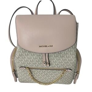 Michael Kors Jet Set Large Logo‎ Backpack Powder Blush/ Vanilla - New